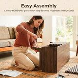 AODK 59" TV Stand for 55"/60"/65" TVs, Mid-Century Modern Fluted Entertainment Center with Sliding Doors, Storage Cabinets & Media Console Table, Living Room & Bedroom, Walnut