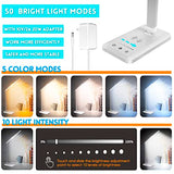 JOSTIC LED Desk Lamp with Wireless Charger, USB Charging Port, Desk Light with 10 Brightness, 5 Color Modes, White