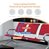3-Seat PU Leather Waiting Room Bench – Red Reception Chair for Office, Hospital, Bank