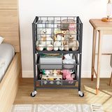3-Tier Rolling File Cart, Metal Storage Drawer Cart with 2 Sliding File Trays
