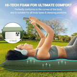 Elegear CumbreX™ Self Inflating Sleeping Pad, Built-in Electric Pump 3.15" Ultra-Thick Memory Foam Camping Mattress with Pillow Sleeping Pad for Camping R-Value 9.5 Foam Camping Pad Army Green Single