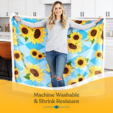Sunflower Throw Blanket - 50x60 Inch Lightweight, Ultra Soft, and Cheerful - Beautiful Sunflower Gifts for Women - Decor for Bedroom or Living Room
