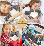 Gray Tabby Cat Stuffed Animals, Microwavable Stuffed Animal Adorable Fluffy Cat Plush for Warmth & Comfort, Heatable & Coolable Lavender Scent Cat Toys, Cute Soft Plushies Cat Gifts for Kids & Adults