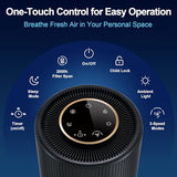 Jafanda Air Purifiers for Home Bedroom, True HEPA 13 Coverage 450 sqft, 22 dB Portable Air Cleaner, Effectively Remove Pollen Dust, Night Light, Black