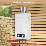 CAMPLUX 2.64 GPM Portable Tankless Water Heater, Outdoor Propane Water Heater with 4.33" S/S Rain Cap, for Camping, Cabin, Windproof Design, 68,000 BTU, BD264C