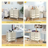 12-Drawer Rolling Storage Cart, Moveable Art Craft Organizer W/Lockable Wheels, Metal Shelf