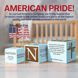 Personalized Baby Baptism Wood Block, Customized Laser Engraved Baptism Gifts for Boys & Girls, Custom Wooden Name Blocks, Personalized Catholic Bible Name Engraved Wood Blocks Handcrafted in the USA