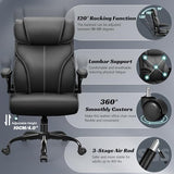 HeroSet Office Chair, Ergonomic Big and Tall Computer Desk Chairs, Executive Breathable Leather Chair with Adjustable Flip-up Armrests