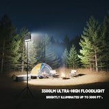Sekrro P8 Rechargeable Magnetic Work Light, 3500LM LED Camping Lantern 20000mAh Battery, IP67 Waterproof, Stepless Dimming, Flood Light for Job Site, Emergency, Outdoor, Workshop