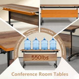 10 Pack Folding Conference Table,Modular Conference Room Table with Wheels,2-60 Person Modern Flip Top Nesting Mobile Tables,Space Saving