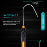 Gaffer Sportfishing 2-Piece Extendable Fishing Gaff Hook - Heavy-Duty Fishing Gaff Pole with Stainless Steel Hook - Durable, Corrosion-Resistant Design for Saltwater & Freshwater Fishing Pole - Gold