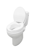 PEPE Mobility Raised Toilet Seat with Lid for Elderly 4" High, Fits Round and Elongated up to 15" Wide, Commode Seat with Sturdy Brackets, Medical Aid