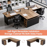 GT BLACK TURNSTONE 63" L Shaped Executive Desk, Modern Office Desk with 3 Drawers