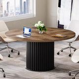 Tribesigns 47-Inch Round Conference Table, Meeting Table for 4-6 People, Small Office Desk