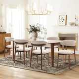 COLAMY Wooden Dining Chairs Set of 6, Modern Upholstered Fabric Dining Room Chair, Farmhouse Kitchen Side Chairs with Foot Pegs, Beige