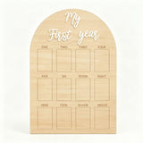 My First Year Photo Frame,wooden 12 month picture frame for baby first year, t 2x3 Inch Picture Holder With Hang Hooks, Desktop Display For Infant 0-12 Months, Birthday Party, Baby Birthday Keepsake Gift