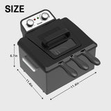 1800W 5 Liters/21 Cups Large Electric Deep Fryer with 3 Frying Baskets, Adjustable Temperature,View Window Lid,Countertop Stainless Steel Body Deep Fryer Pot,Perfect for Kitchen, Fry Fish for Home Use