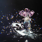 H&D HYALINE & DORA Pink Crystal Rose Bouquet Figurine,Handmade Rose Flower Gifts for Mom Gifts for Women,Glass Flower Collectible Ornament Home Table Wedding Decor