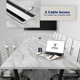 Sturdy Conference Table with Cable Management Grommets Modern Rectangle Office Meeting Table with Wood Tabletop