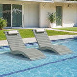 Compsia Pool Lounge Chairs Outdoor Set of 2，Aquawave Lounge Chair, HDPS Long Pool Chairs for in Pools, Weighted All Weather Tanning Chair with Headrest for Outside Beach Patio Sun Bathing Hotel, Gray