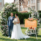 CroBlissful White 50" Easel Stand for Wedding Sign Adjustable 3Tier Height Display Easel with Chain Heavy Duty