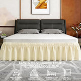 ANARACHON Queen Bed Skirt, Elastic Wrap Around Bed Skirt Queen Size, Bed Skirts for Adjustable Bed, Easy Fit with 14" Drop Length Tailored Drop Dust Ruffle (Light Yellow)