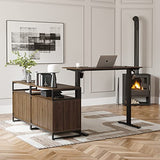 FEZIBO 66 Inch Executive L Shaped Standing Desk with 2-Drawer File Cabinet, Electric Height Adjustable Stand up Desk