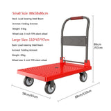 Heavy Duty Platform Truck Flat Moving Cart Hand Trucks Steel Push Dolly,Folding Push Cart Dolly with Flatbed Platform