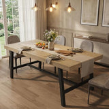 Rustic Dining Table for 6-8 People, 70” Long Rectangle Kitchen Table, Industrial Farmhouse Wooden Kitchen Tables, Home