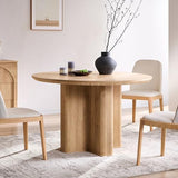 T4TREAM 47" Fluted Round Dining Table for Kitchen Living Room, Natural Oak