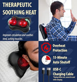 Zyllion Shiatsu Back and Neck Massager with Heat - Cordless Rechargeable 3D Electric Kneading Deep Tissue Massage Pillow with 2 Speeds for Muscle Pain Relief, Black, ZMA-34RB