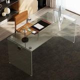 NessCarsti 53.14" Glass Office Desk, Modern Rectangular Computer Desk