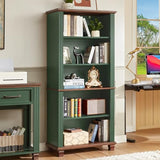 SAVOR LIFE 70" Tall Green Bookshelf,5 Tier Wooden Book Shelf with Adjustable Shelves & Wood Legs