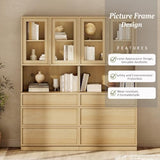 WAMPAT Modern 72" Tall Bookshelf with 6 Drawers and Book Shelves