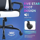 PayLessHere Ergonomic Racing Desk Chair Gaming Chair Computer Chair with Armrests 360° Swivel & Caster Pu Desk Task Chair (White)