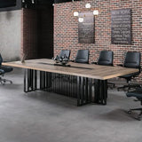 12ft Large Conference Table - 2" Thick Top & Metal Grid Base | Easy Assembly | Cable Management | Commercial Office Desk