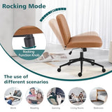 OLIXIS Criss Cross Chair with Wheels Wide Cross Legged Office Desk Vanity Chair Comfy Fabric Armless Adjustable