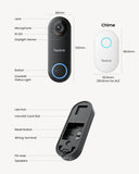 REOLINK Video Doorbell WiFi 2K Wired Camera, 4:3 Wide View Outdoor Camera