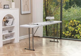 5-Foot Narrow Plastic Folding Training Table, 60” x 18” Portable Commercial Seminar Table, 29” Height, White