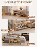 IUNVR Shoe Rack Bench Seat Rubberwood 3-Tier Wooden Storage Bench 550lbs Compact Mid-Century Modern Design for Entryway, Hallway, Closet, Front Door Entrance, Foyer