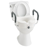 Raised Toilet Seat with Removable Padded Arms Adjustable Width 5" Toilet Seat Riser Supports 300lbs for Seniors, Pregnant, Handicap(N1FYT13-AZ)