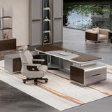LSIGHTUS Luxury 110" L Shaped Executive Office Desk for CEO Boss Manager