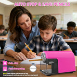 Electric Pencil Sharpener for Classroom, 6 Holes, Cordless & Rechargeable