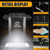 Customized Clear Church Pulpit with Wheels, 46”Transparent Church Podium