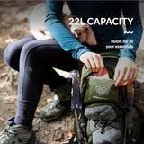 Sherpa Hiking Hydration Backpack – 22L Hiking Backpack with Water Bladder, Phone Compartment, Waterproof Zippers & Trekking Pole Holders