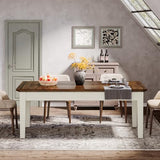 Dining Table for 4-6 People, 62-Inch Rectangular Kitchen Table with Solid Wood Legs, Modern Farmhouse Dinner Table for Dining Room