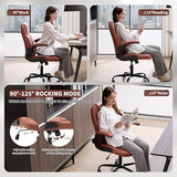 Nexthro Executive Office Chair PU,Leather Office Chair with Wheels,360° Swivel Rolling Chair with Padded Arms, Ergonomic Computer Chair