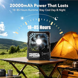 NAOIY Portable Fan, Camping Fan, 6-Inch Rechargeable Ultra Thin Foldable Desk Fan with LED Light, Built-in Power Bank, Remote Control, Hook for Outdoor Camping Tent Travel Emergency (20000mAh, Green)