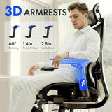 FLEXISPOT ErgoX Premium Ergonomic Office Chair with Footrest- Adjustable 3D Armrests, Dynamic Lumbar Support, Light Grey