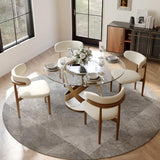 POVISON 51" Modern Round Dining Table, Glass Round Kitchen Table for 4